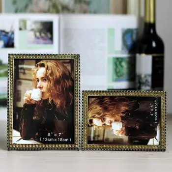 

Hot Selling Newest 6 "7" Silver Metal Photo Frame with Diamond Set, Flocking Back Frame, Birthday Gift Set,coffee Photo Frame