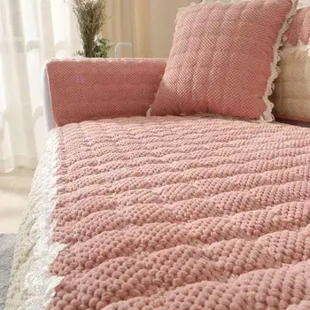 

Thick Corduroy Sofa Cushion Modern Simple Living Room Sofa Towel Pure Color Plush Anti-slip Slipcover Free Shipping