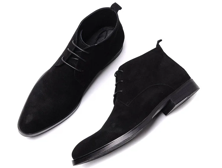 QYFCIOUFU/Новые Брендовые мужские ботинки из натуральной коровьей кожи; Модные Замшевые мужские ботильоны; Модные мужские повседневные модельные ботинки на шнуровке