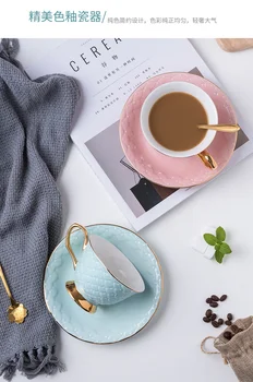 

Porcelain Hand Painted Nordic Marble Ceramic Coffee Tea Cup and Saucer Set Gold Handpainted Coffee Cup Small Cups Sets II50BYD