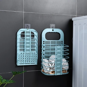 

Foldable Dirty Clothes Basket Wall Hanging Laundry Basket Household Laundry Clothes Storage Basket Free Punching Laundry