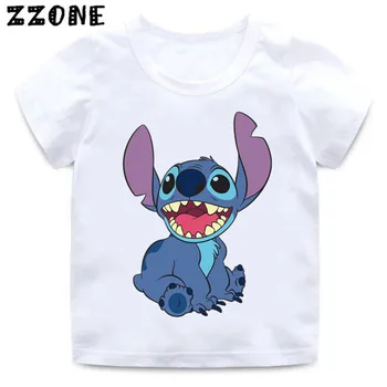 

Boys and Girls Cartoon Stitch and Lilo/Pikachu/BB-8 Print T shirt Kids Funny Clothes Baby Summer White T-shirt
