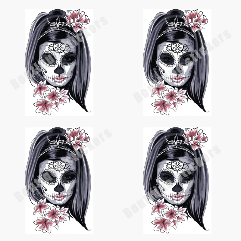 

Набор из 4 предметов с изображением Дня мертвых черепов и девушек, вырезанная виниловая наклейка, аппликация, личный ужас, красивый творческий Рисунок