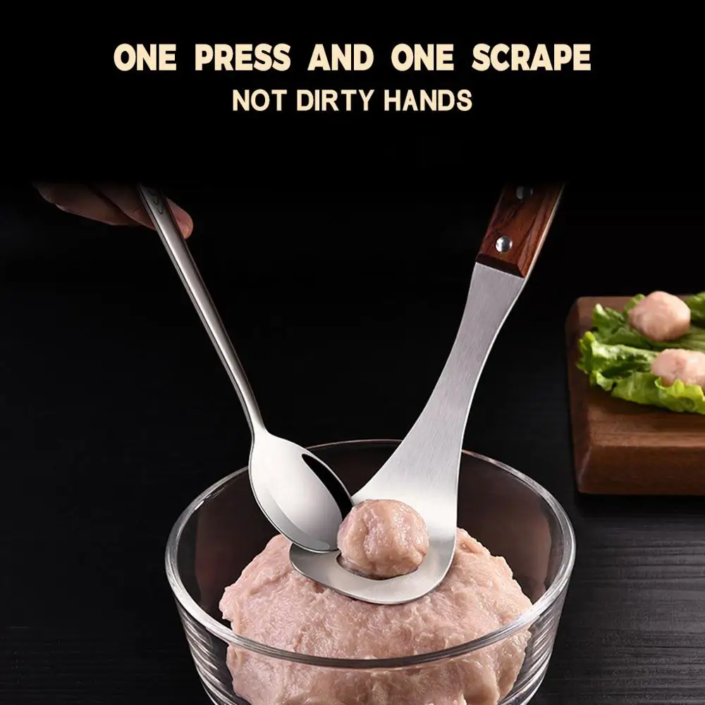 Серебристый Meatball Maker ложка антипригарное устройство для мясных шариков из нержавеющей стали ложка Meatball maker meatball зажим 304 ложка для фрикаделек A1 - Цвет: Серебристый