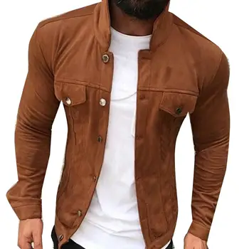 

Jacket Men Long Sleeve Stand Collar Jacket Fashion Slim Button Multi Pocket Casual Workwear Jacket