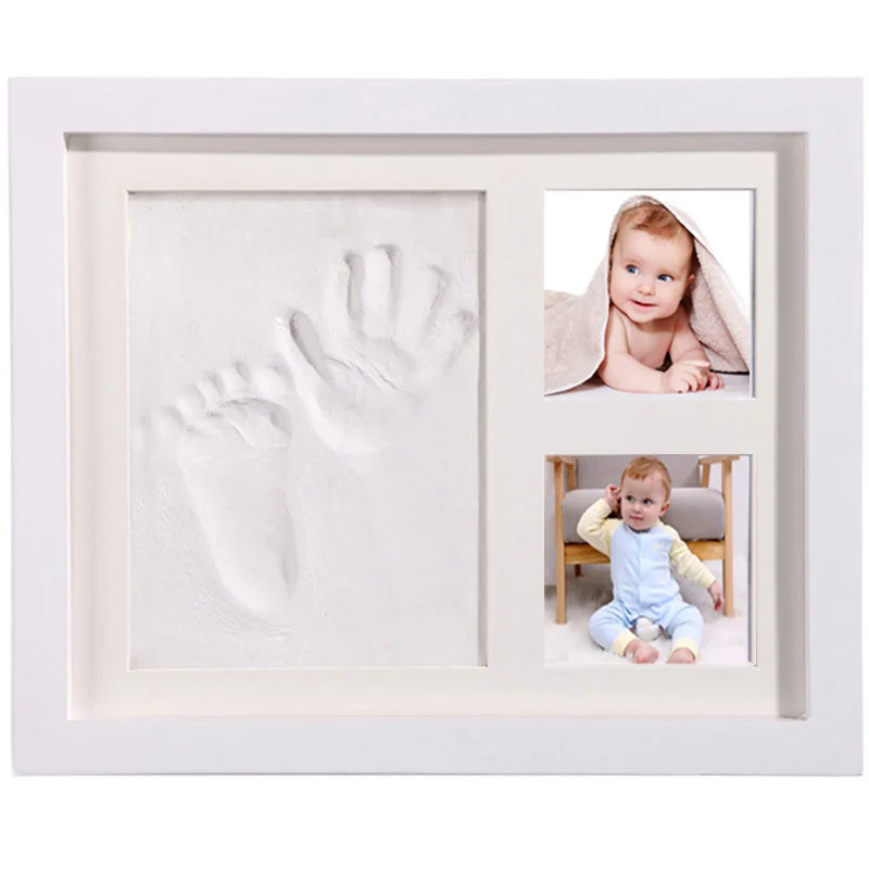 Cadre Photo imprimé de pieds à la main de bébé | Cadre Photo de bébé avec moule, Kit d'impression en argile, Souvenirs de bébés, cadeau de commémoration pour grandir la mémoire des enfants