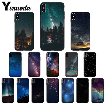 

Yinuoda Night Star Nebula Forest TPU Soft Silicone Black Phone Case for iPhone 8 7 6 6S Plus 5 5S SE XR X XS MAX Coque Shell