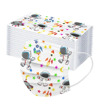 

50pcs Children's Face Mask Disposable Robot Printting 3ply Ear Loop Windproof Foggy Haze Mouth Cover Face sheild Mascherina