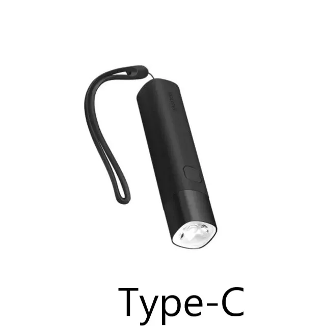 Xiaomi SOLOVE портативный фонарик USB зарядки для мобильных устройств перезаряжаемый яркий EDC фонарик 3000 мАч светодиодный фонарик для велосипеда - Цвет: black Type-C