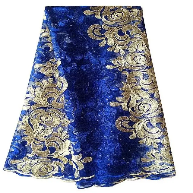 african lace fabric blue