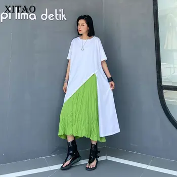 

XITAO Personality Plus Size T Shirt Loose Fashion Short Sleeve Irregular Long Tshirt Trend Streetwear Women Tops Summer XJ4884