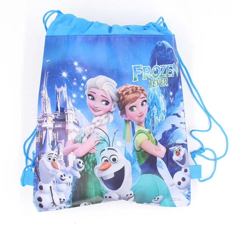 Disney Theme Frozen Elsa Kids Birthday Party Gift Bag Non-Woven Bag Fabric Backpack Child School Bag Decoration Drawstring Bag