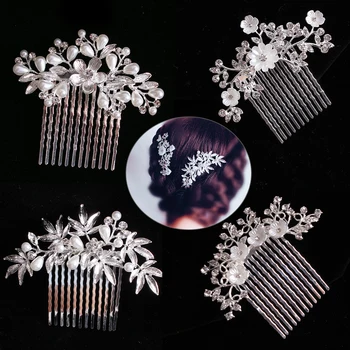 

Portable Rhinestone Hair Comb Clip Alloy Accessories DIY Wedding Bridal Headwear Shining Flower Women Styling Tool Gift