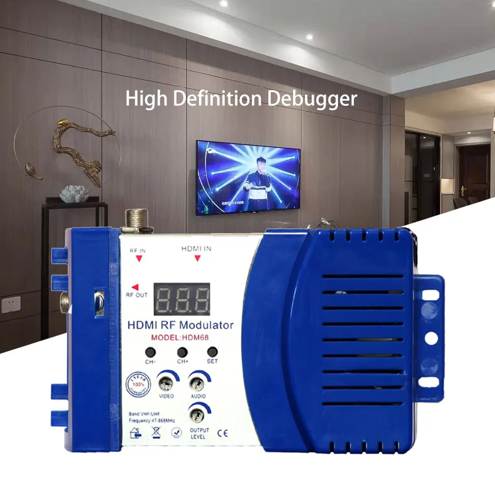 Comprar Modulador HDMI de RF Digital HDM68 convertidor AV a RF VHF UHF PAL NTSC modulador portátil estándar para EE. UU. azul