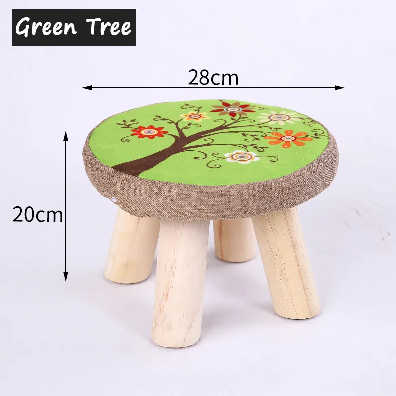 Современный стул для детей креативные деревянные табуреты NordicLuxury мягкие деревянные табуреты с пуфик-оттоманка хлопок деревянный стул - Цвет: Green Tree