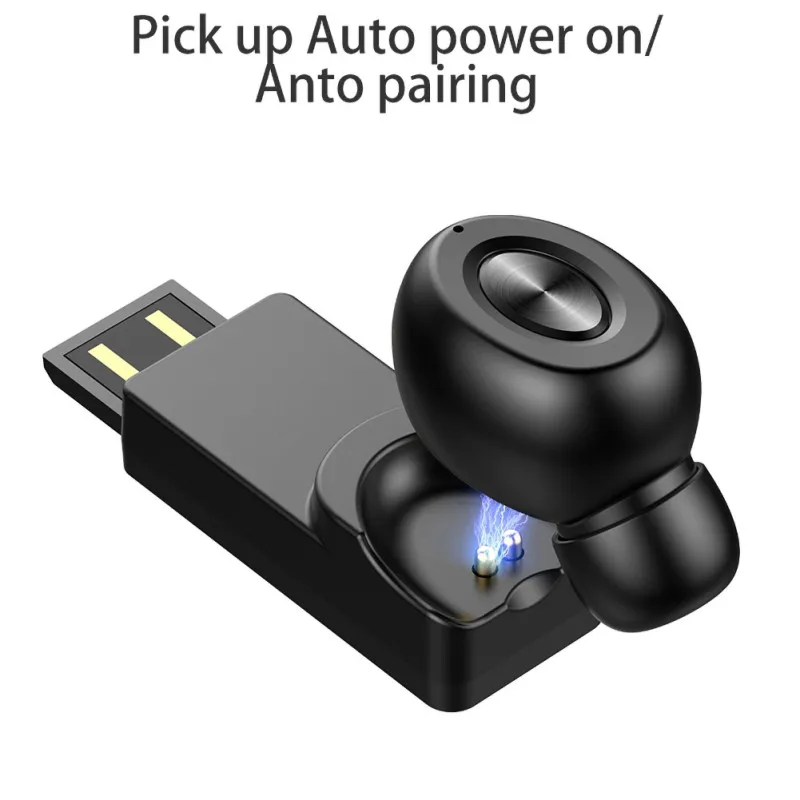 

Wireless Earphone Bluetooth 5.0 Single Ear Earbud Mini Invisible Headset Magnetic Charging Wireless Earphone