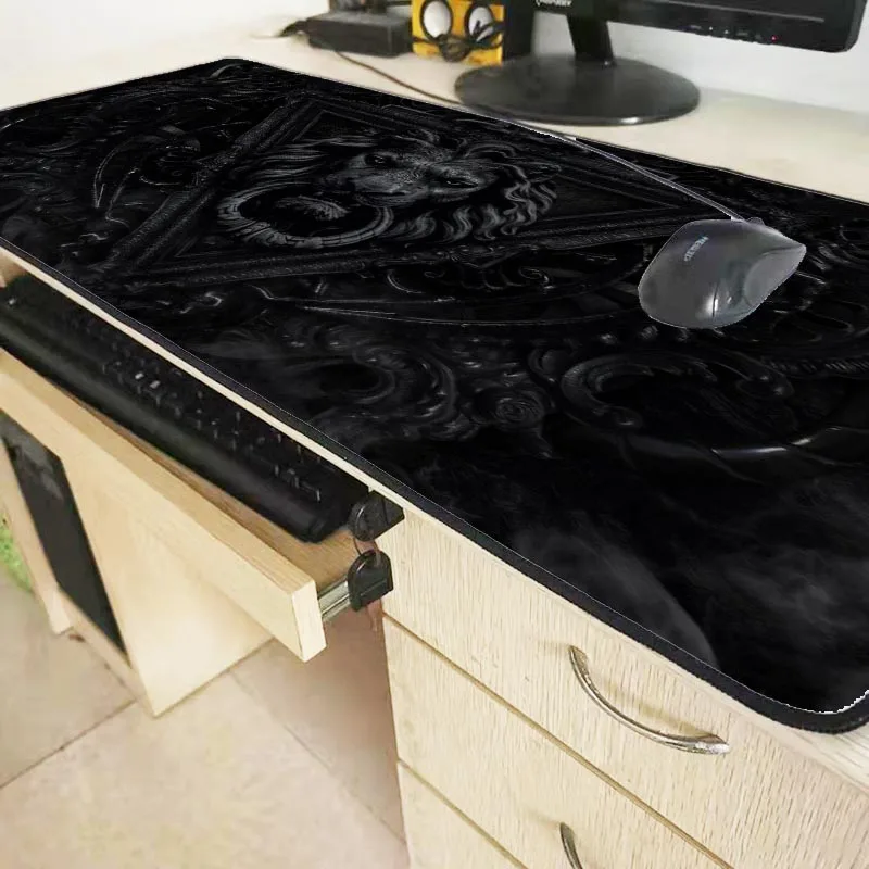  400x900X3 mm Large Gaming Mouse Pad Gamer Rug Lion Head Lock Edge Mousepad Keyboard Mouse Mat for C