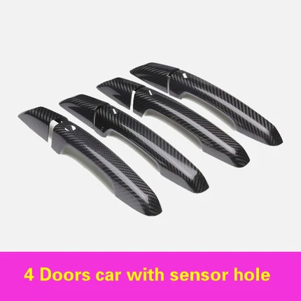 Накладка на дверную ручку из углеродного волокна для Land Rover freelander Discovery 4/5 Velar Evoque RandeRover Sport Vogue JLD XE XF F-PACE - Цвет: WIth seneor hole