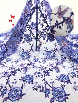 

Nigerian lace fabric royal blue, high quality African lace 2019, floral embroidery lace fabric J04151