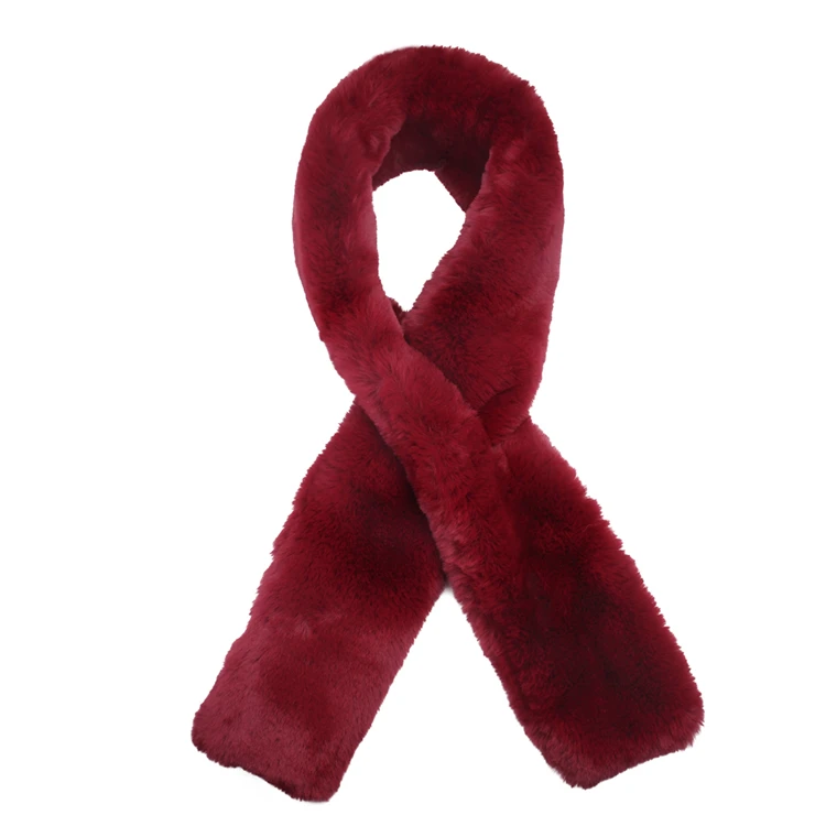 FURTALK зимний шарф из искусственного меха для женщин и мужчин длинный шарф - Цвет: Бордовый