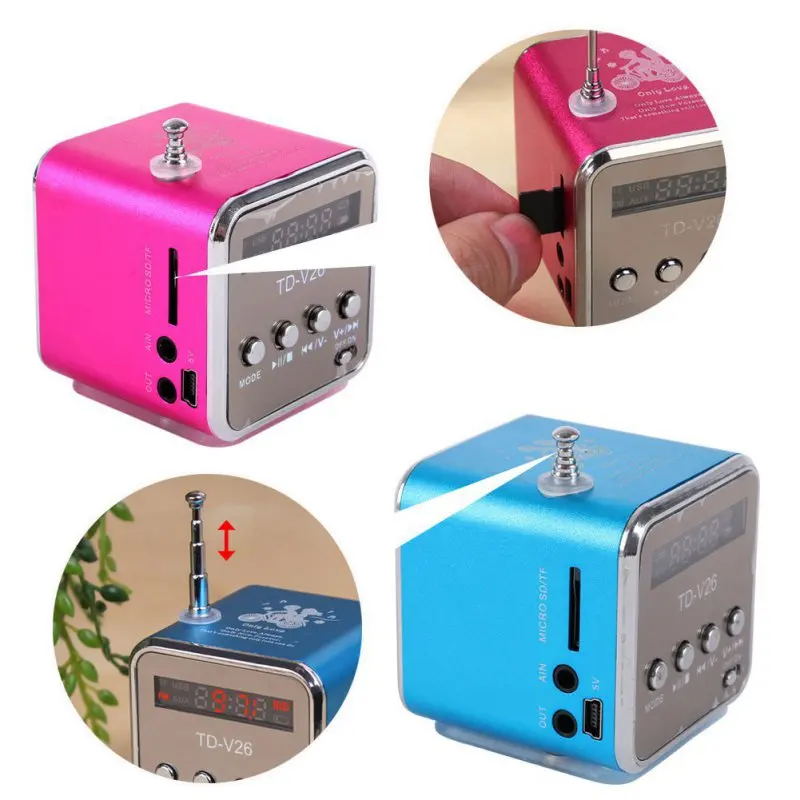 11 портативный микро-usb; мини стерео динамик с басами музыки MP3/4 FM радио 6 цветов