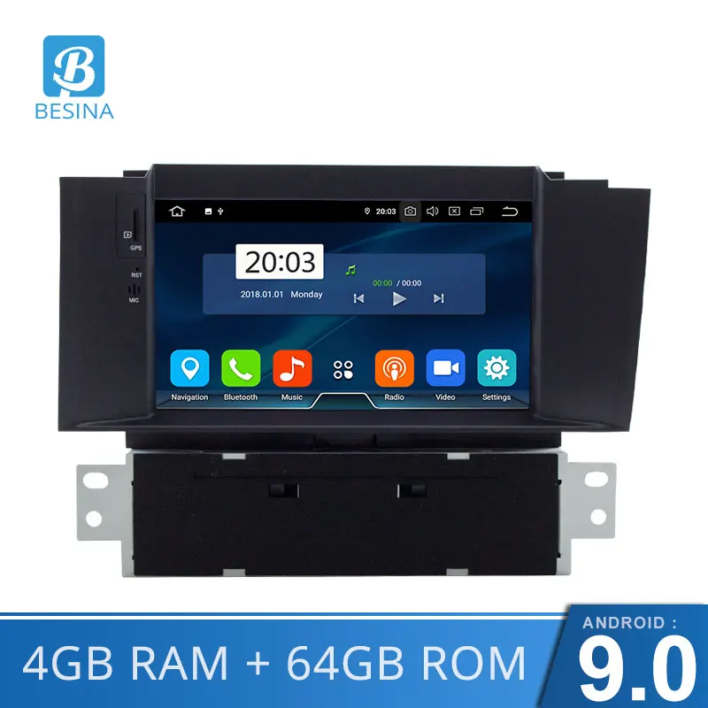 Besina Android 9,0 автомобильный dvd-плеер для Citroen C4 C4L DS4 Мультимедиа gps навигация wifi Octa 8 ядер 1 Din автомагнитола Авто Аудио