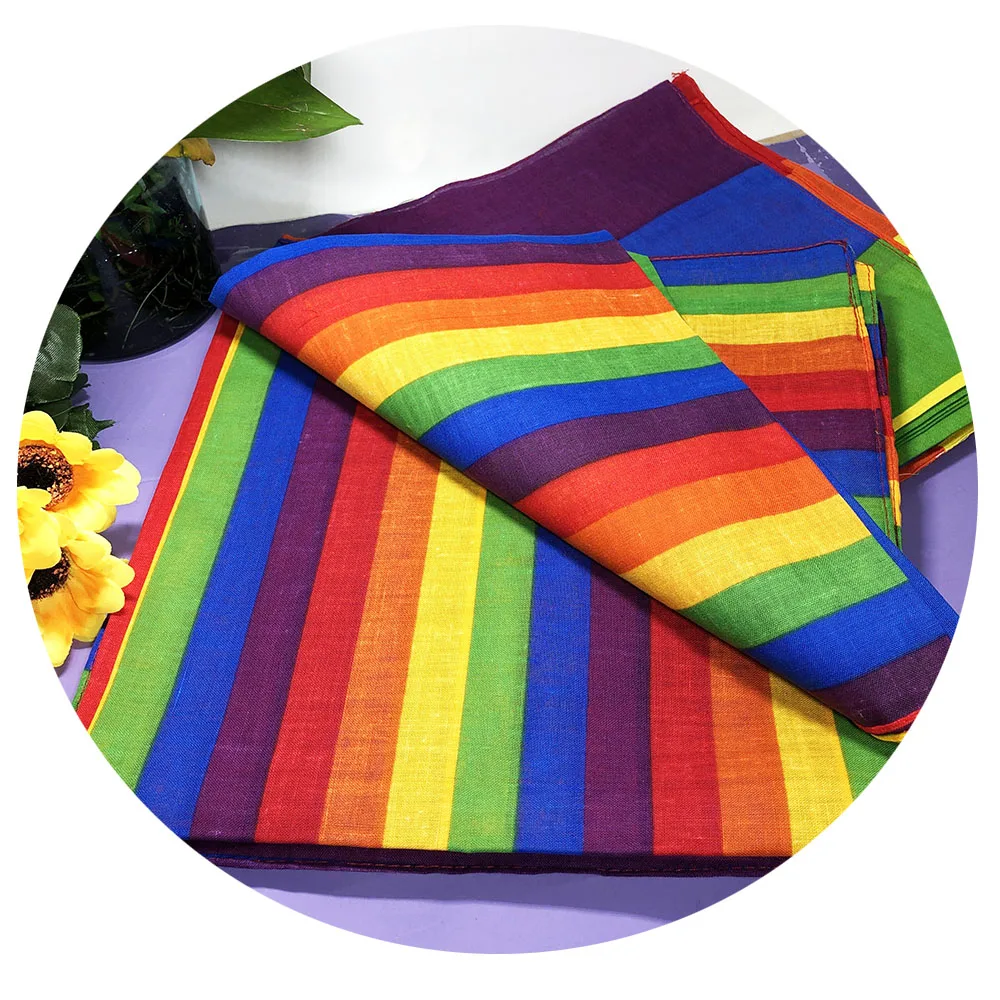 10pcs Colorful Striped Rainbow Square Towel Wrist Accessories Cotton Holiday Headdress Party Favors Parade Cosplay Decoration sports towel microfiber towel