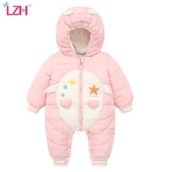 

LZH 2020New Autumn Winter Cute Cartoons Baby Onesies Thickened Cotton Newborn Baby Boys Romper Color Matching Baby Girl Jumpsuit