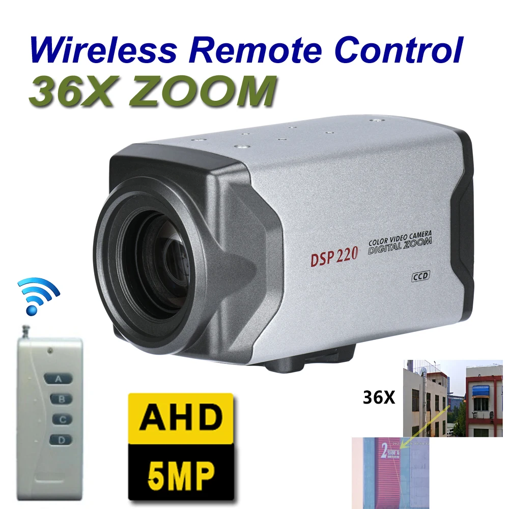 Wireless Remote Controller AHD CVI TVI Cvbs 30X 36X Optical Zoom HD AHD 5mp 2mp Auto Focus CCTV Box Camera Closed System 