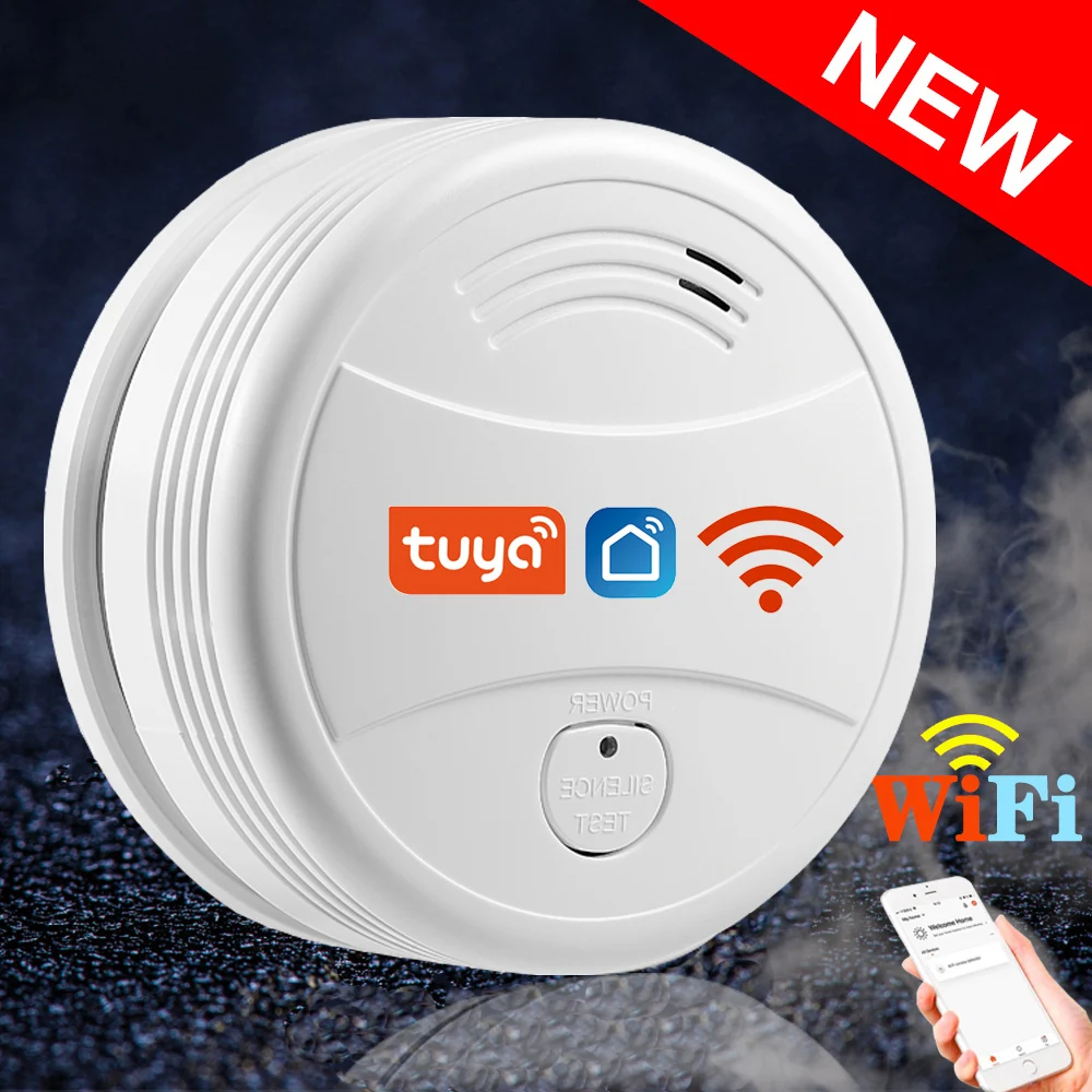 New Ultrathin Tuya Wifi Smoke Detector Fire Alarm Protection Equipment