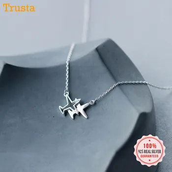 

Trusta 2018 New Women's Fashion 925 Sterling Silver Jewelry Hollow Plane Pendant Short 40cm Necklace Cute Gift Girls Lady DS265