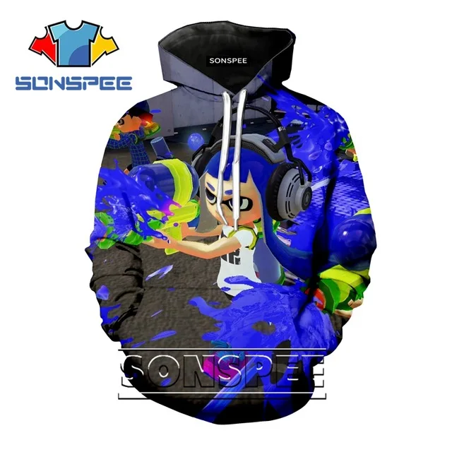 SONSPEE 3D печатных женщин мужчин геймер Dj толстовка панк крутая Спортивная мультфильм галстук Splatoon Косплей кофты с длинным рукавом Harajuku - Цвет: 2