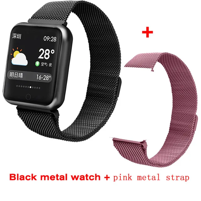 add strap Смарт-часы P68 band IP68 Водонепроницаемые умные часы динамический Монитор артериального давления сердечного ритма для iPhone Android спортивные фитнес-часы - Цвет: add strap