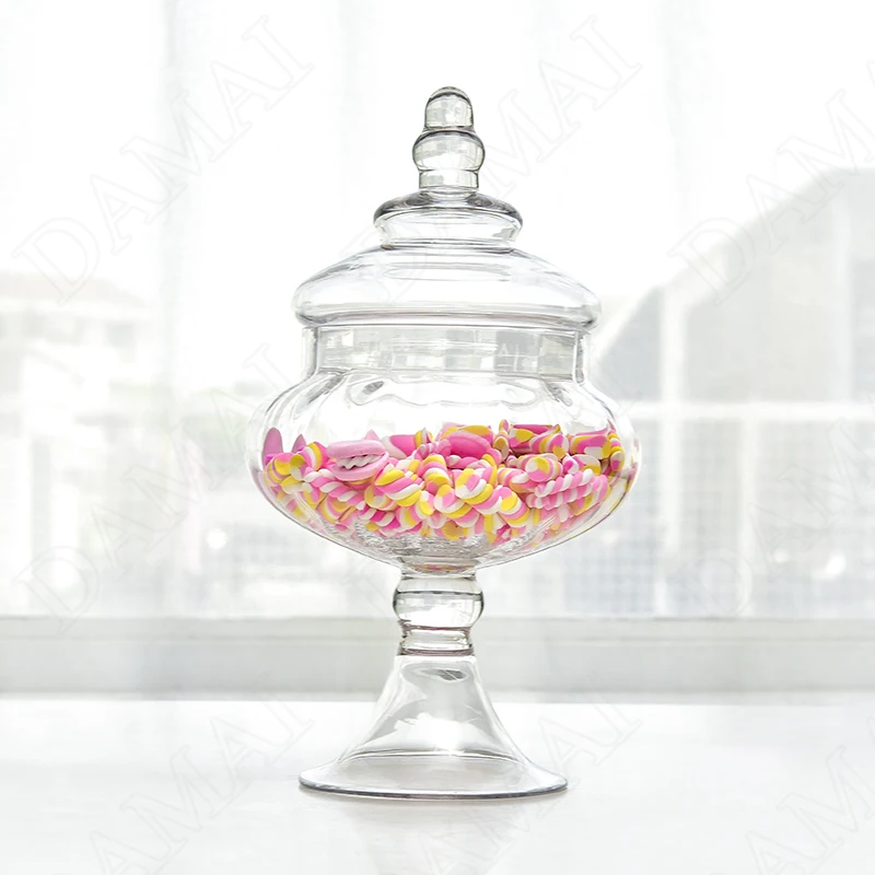 Creativity Tall Feet Clear Storage Jar with Lid European Modern Grain Dispenser Coffee Table Desktop Candy Snacks Glass Bottle 4