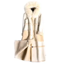 Большие размеры 3XL! зимнее пальто из искусственной кожи с капюшоном для женщин, модное пальто из искусственного меха, куртка X-Long, Толстая теплая шерсть, пальто из овечьей шерсти
