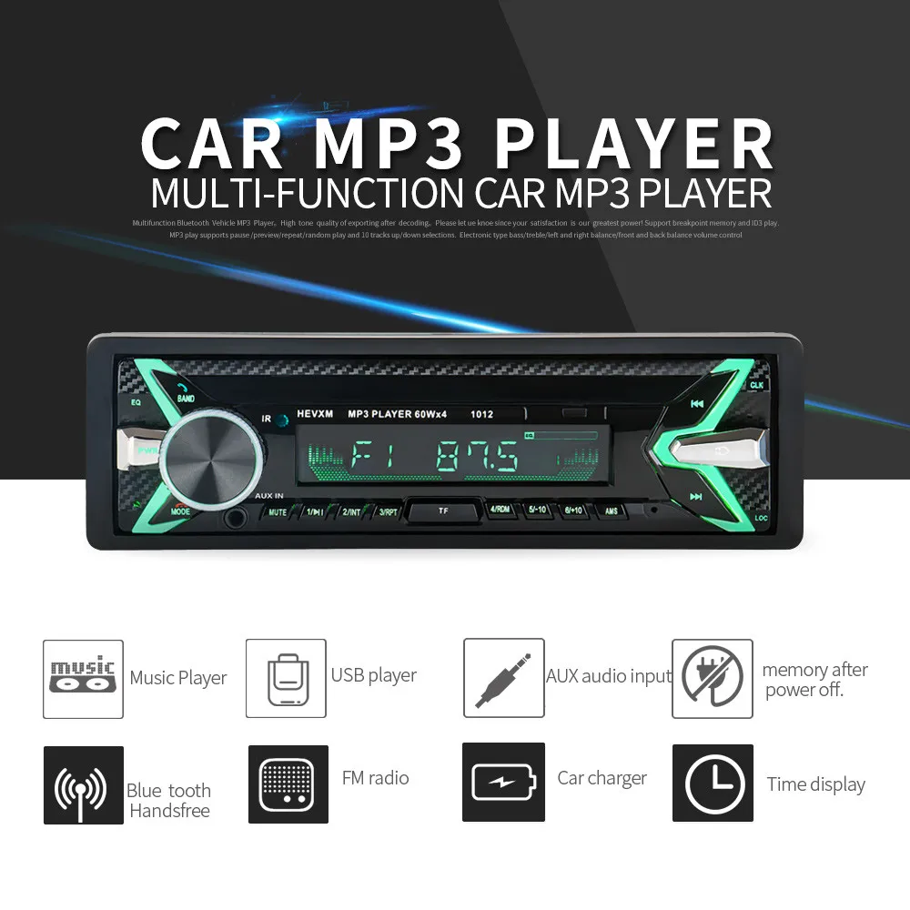 12 В автомобильный аудио для стерео-Радио автомобильной Bluetooth V3.0 в тире 1 Din FM Aux вход приемник SD USB MP3 MMC WMA автомобильное радио Playe