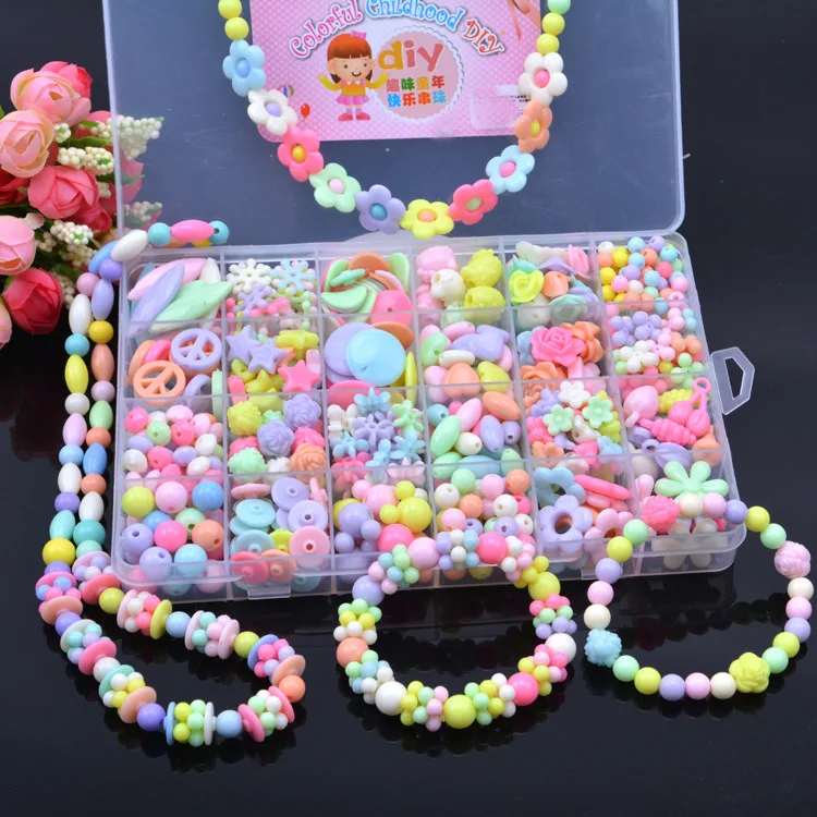 

24 Lattice Set Beaded Bracelet DIY Toy Educational Handmade Intelligence GIRL'S Creative Bracelets CHILDREN'S Necklace for Makin