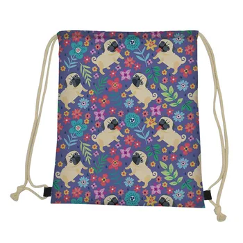 

Aulaygo Cute Pug Print Women's Summer Beach Bag Groovy Beagle Polyester Women Drawstring Bags Dachshund Casual Storage Backpacks