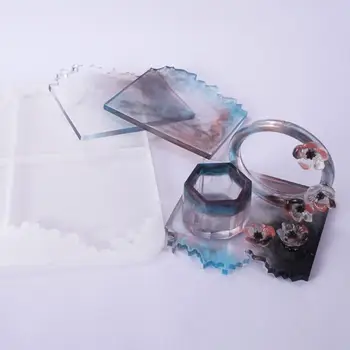 

Crystal Epoxy Resin Mold Irregular Coaster Casting Silicone Mould DIY Craft Tool F3MD