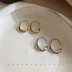 XIYANIKE Silver Color Stud Earrings for Women French Trendy Gold Plated C Shape Earring Bride Jewelry Prevent Allergy