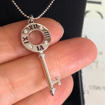

Original 1: 1 Necklaces For Women Fashion Roman Numerals Key Necklaces S925 Sterling silver Ladies Jewelry Birthday Gift