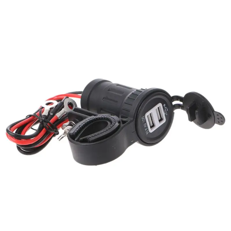 12 V-24 V Водонепроницаемый мотоцикл на руль Dual USB Зарядное устройство гнездо Мощность адаптер с 60 см провода для мобильных телефонов gps
