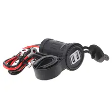12 V-24 V Водонепроницаемый мотоцикл на руль Dual USB Зарядное устройство гнездо Мощность адаптер с 60 см провода для мобильных телефонов gps