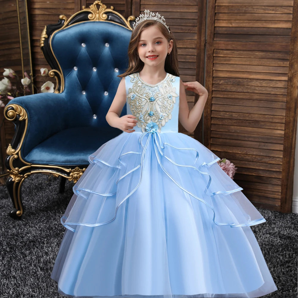 Vedolay Girl's Sleeveless Crew Neck Lace Tulle Princess Party Dress,Rose  Red 5-6 Years - Walmart.com