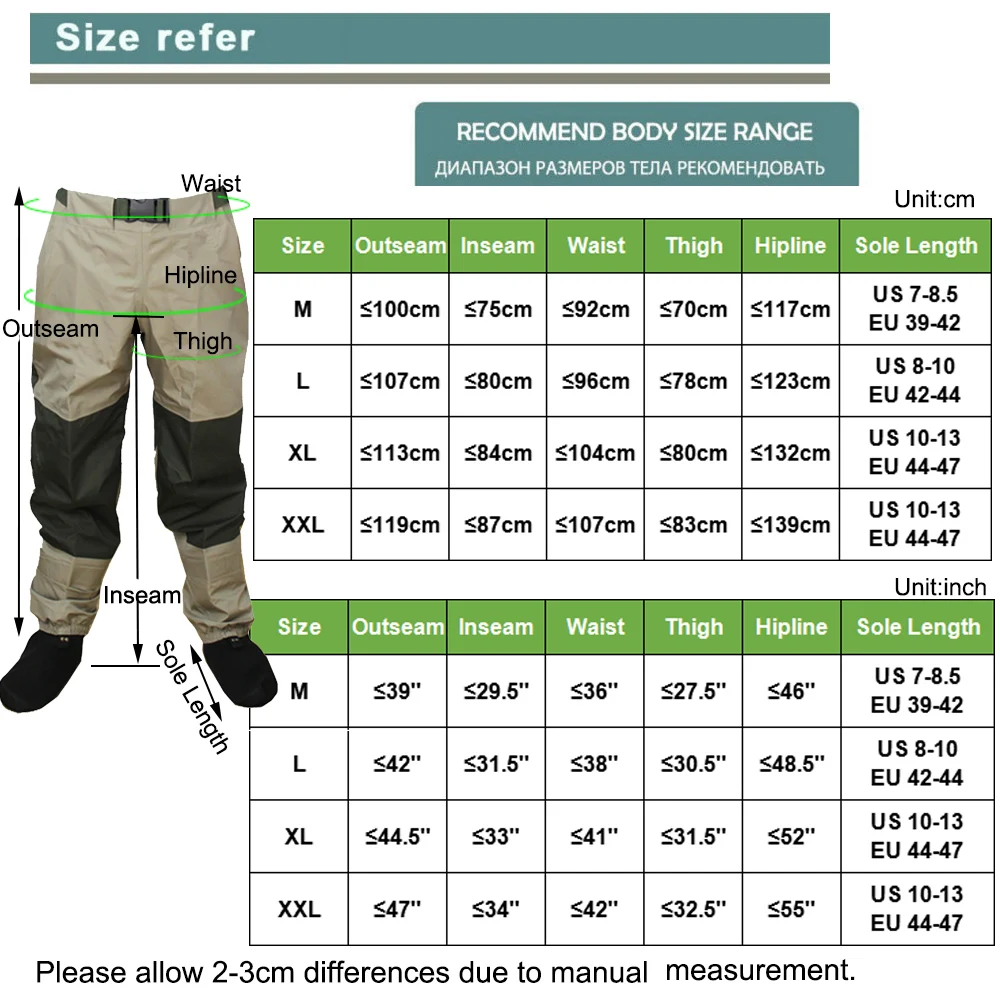 Pesca com Mosca Respirável Cintura Waders Stockingfoot Alta Calça Wader Pato Caça Wading Calças 7 Roupa de pesca tipo Wader