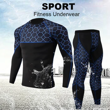 

Newest Motorcycle Men Underwear Suits Sport Quick Drying Perspiration Fitness Base Layers Tight Tops&Pants Sportswear Underwear