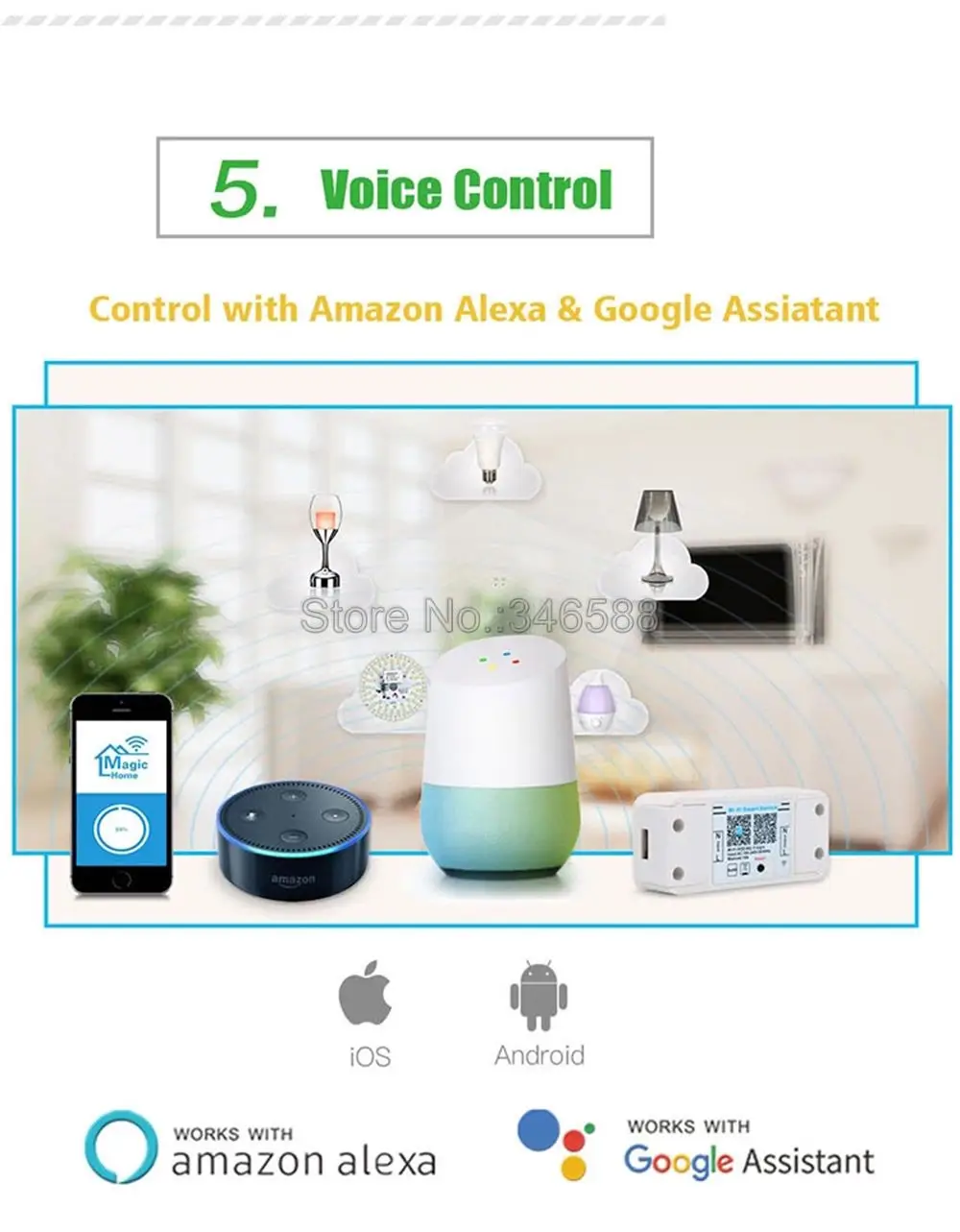 Magic Home 110V 220V 10A подсветка умного Wi-Fi переключатель управление Лер iOS Android приложение Голосовое управление работает с Amazon Alexa Google Home