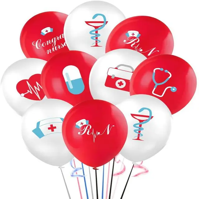 Ensemble de ballons de graduation d'infirmière, fournitures de décoration  d'hôpital, ballon en latex, fête UC, médecin, fille, enfants, 12 po, lot de  12 pièces