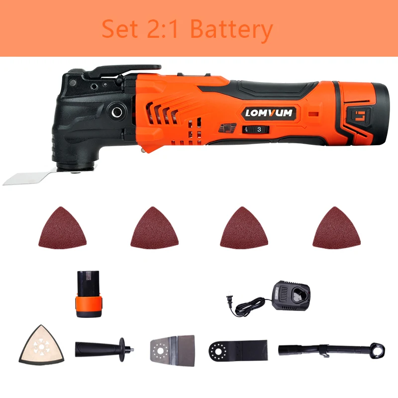 Set 2-1 battery LOMVUM Renovator мульти инструменты Электрический многофункциональный Осциллирующий набор инструментов Многофункциональный Инструмент Электроинструмент Электрический триммер пилы аксессуары - Цвет: Set 2-1 battery