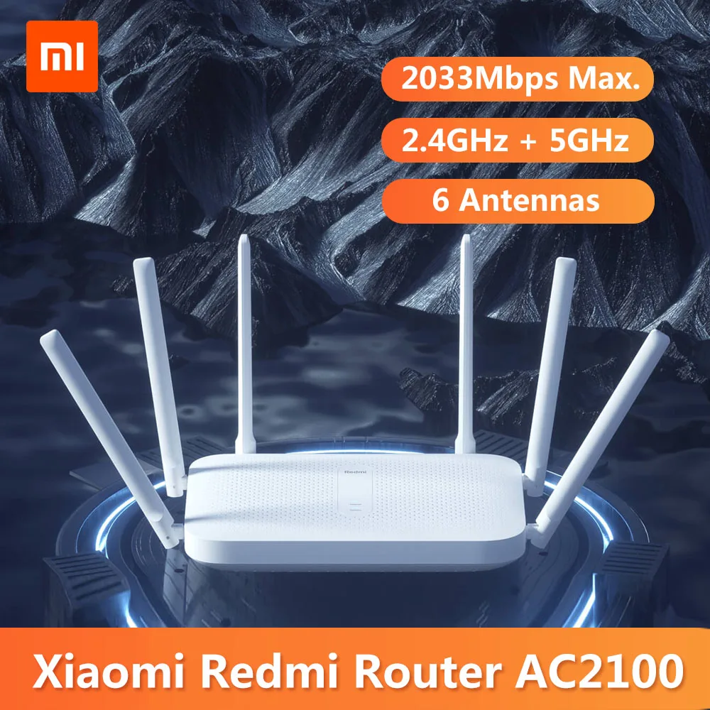 Роутер Xiaomi Redmi AC2100 2 4 ГГц 5 2033 Мбит/с гигабитный роутер 6 антенн двухъядерный